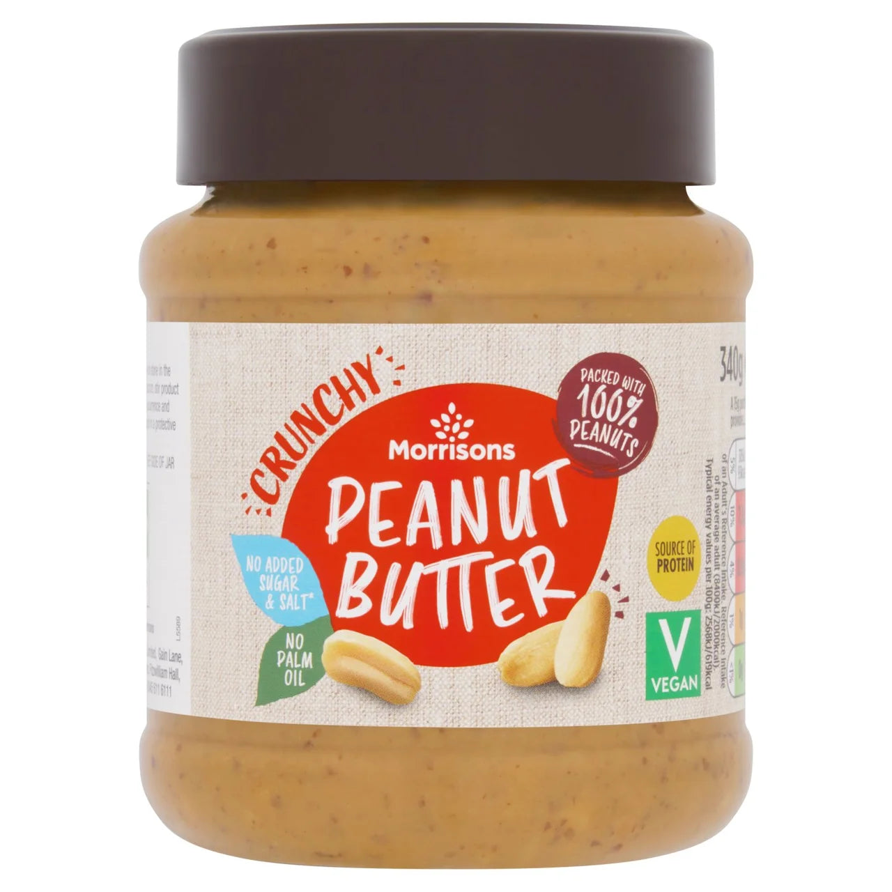 Morrisons 100% Crunchy Peanut Butter 340g 100%粒粒花生醬