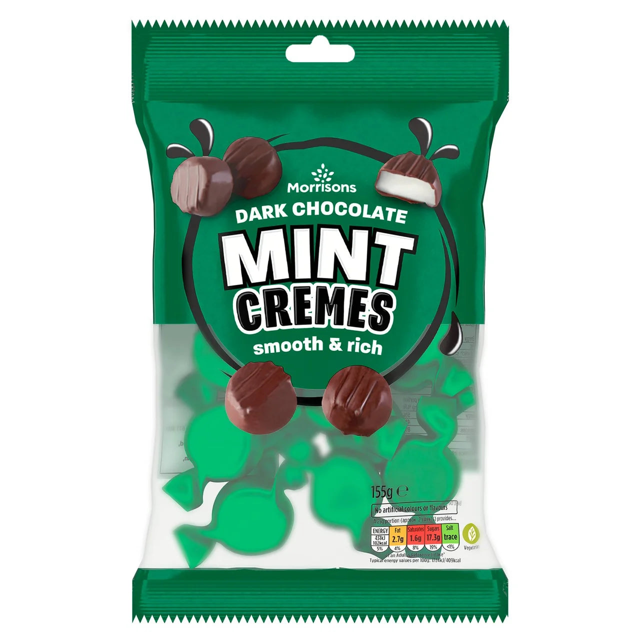 Morrisons Dark Chocolate Mint Cremes 155g 薄荷黑朱古力