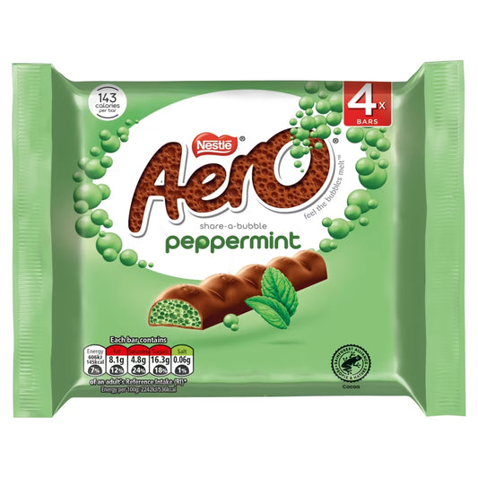Aero Bubbly Peppermint Mint Chocolate Bar 4 Pack
