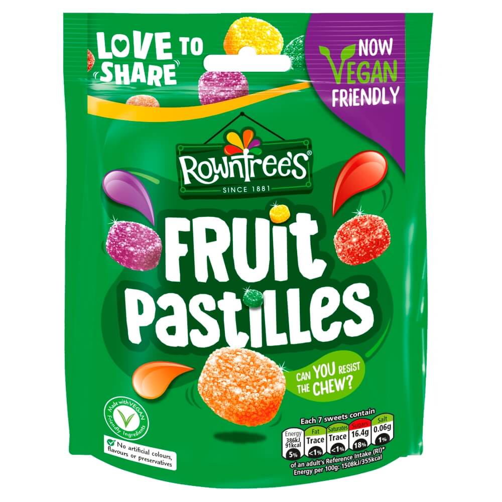 Rowntree's Fruit Pastilles Vegan Friendly Sweets Sharing Bag 114g
