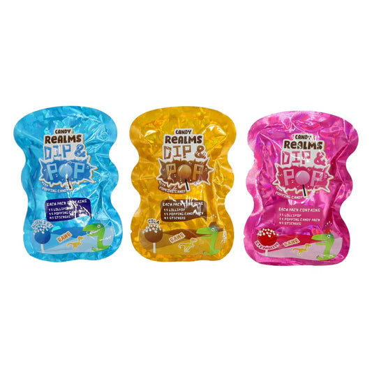 Candy Realms Dino Dip N Pop 1pc 16g 爆炸糖+恐龍棒棒糖(含恐龍貼紙)
