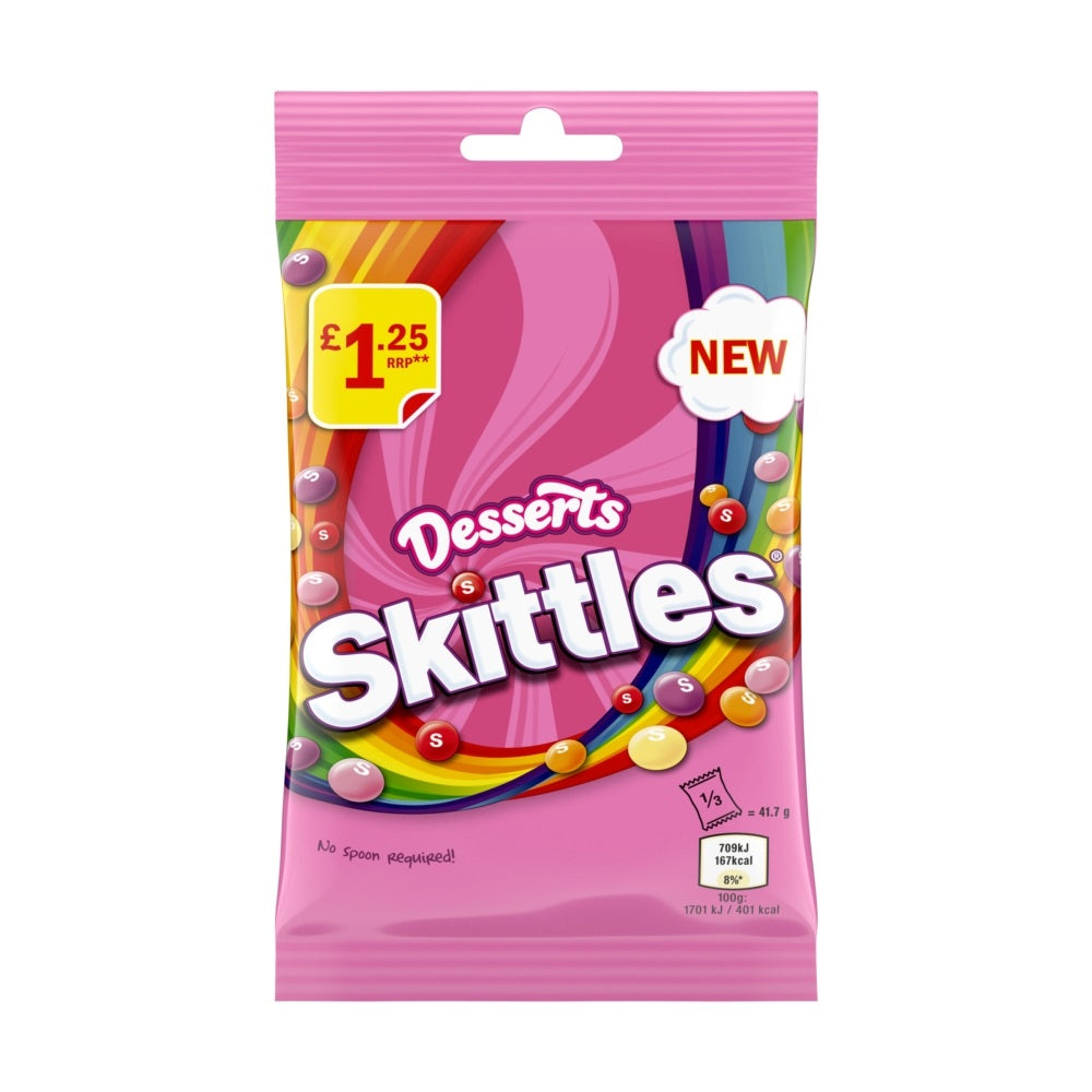 Skittles Vegan Sweets Dessert Flavoured Bag 125g 特色甜品味彩虹糖