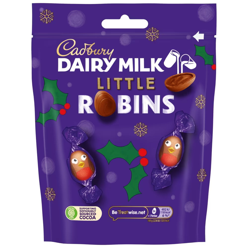 Cadbury Dairy Milk Christmas Little Robins Chocolate Bag 77g 吉百利聖誕小知更鳥牛奶朱古力分享袋