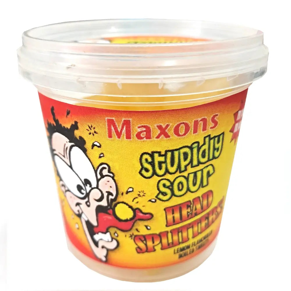 Maxons Stupidly Sour Headsplitters Tub 100g 英國知名酸到爆頭檸檬糖
