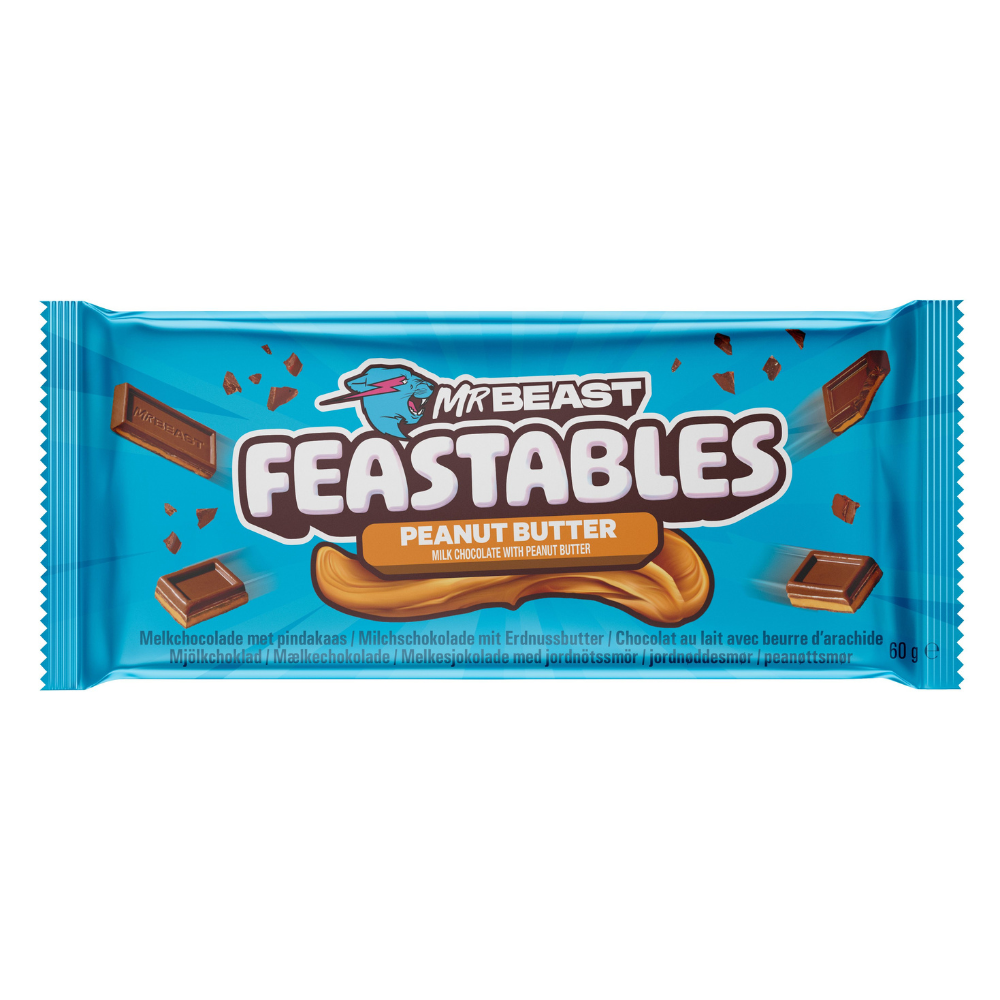 Feastables MrBeast Milk Chocolate Peanut Butter Bar 60g (Large) 野獸先生花生醬朱古力(60克增量版)
