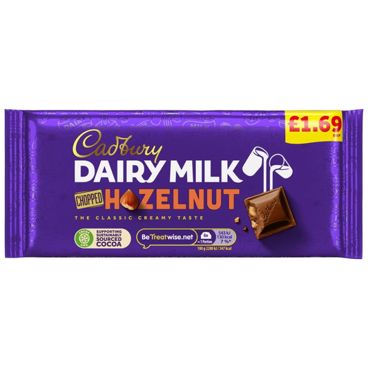Cadbury Dairy Milk Chopped Nut Chocolate Bar 95g (UK)