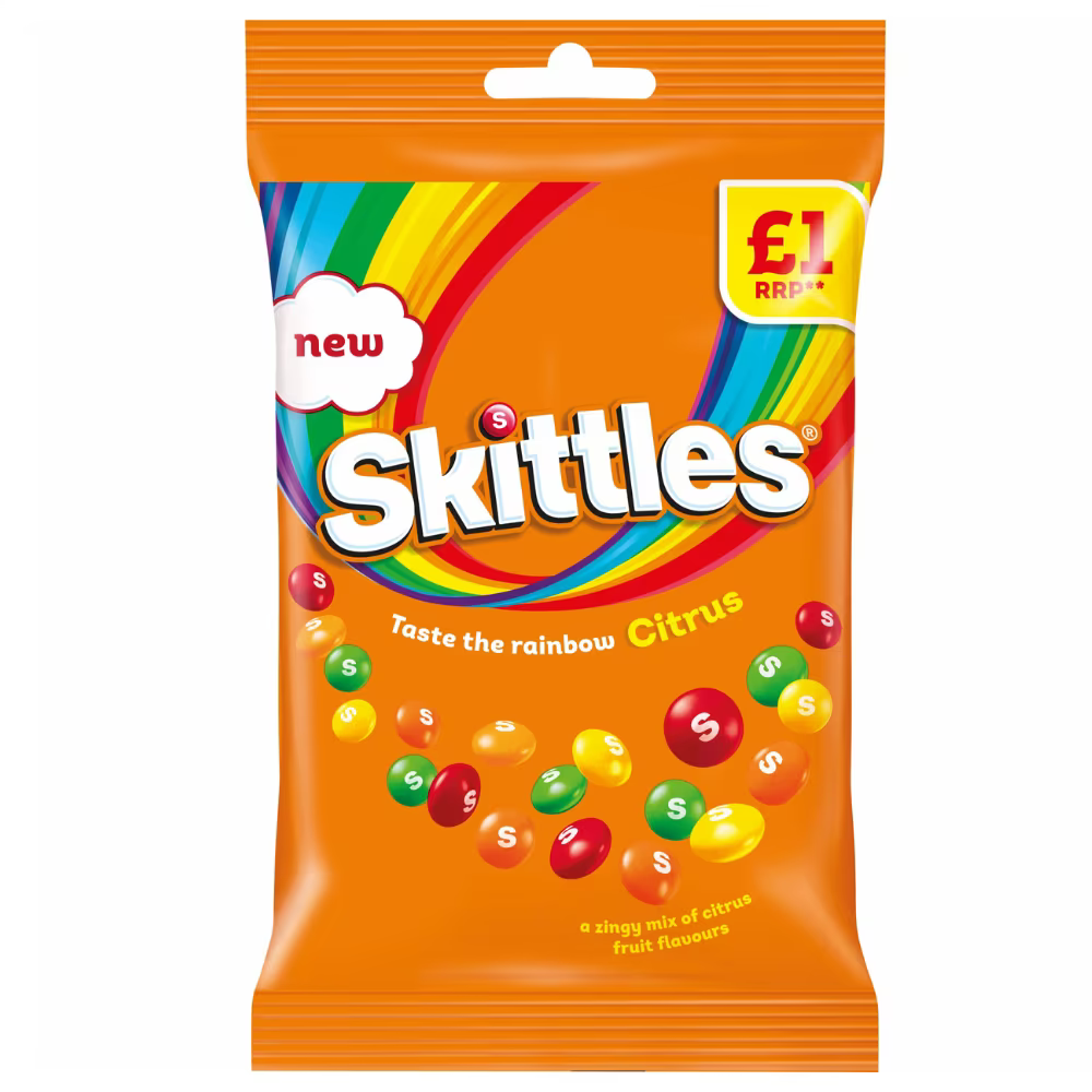 Skittles Citrus Sweets Bag 109g 血橙,青檸,柑橘,檸檬&柳橙味彩虹糖
