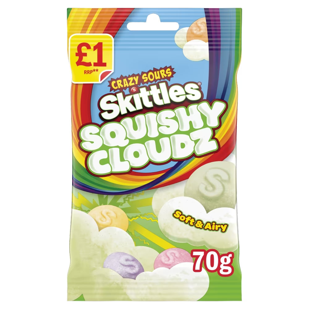 Skittles Squishy Cloudz Sour Sweets Treat Bag 70g