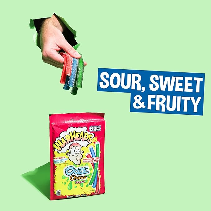 Warheads Ooze Chews Ropes 85g 極酸流心鉛筆糖
