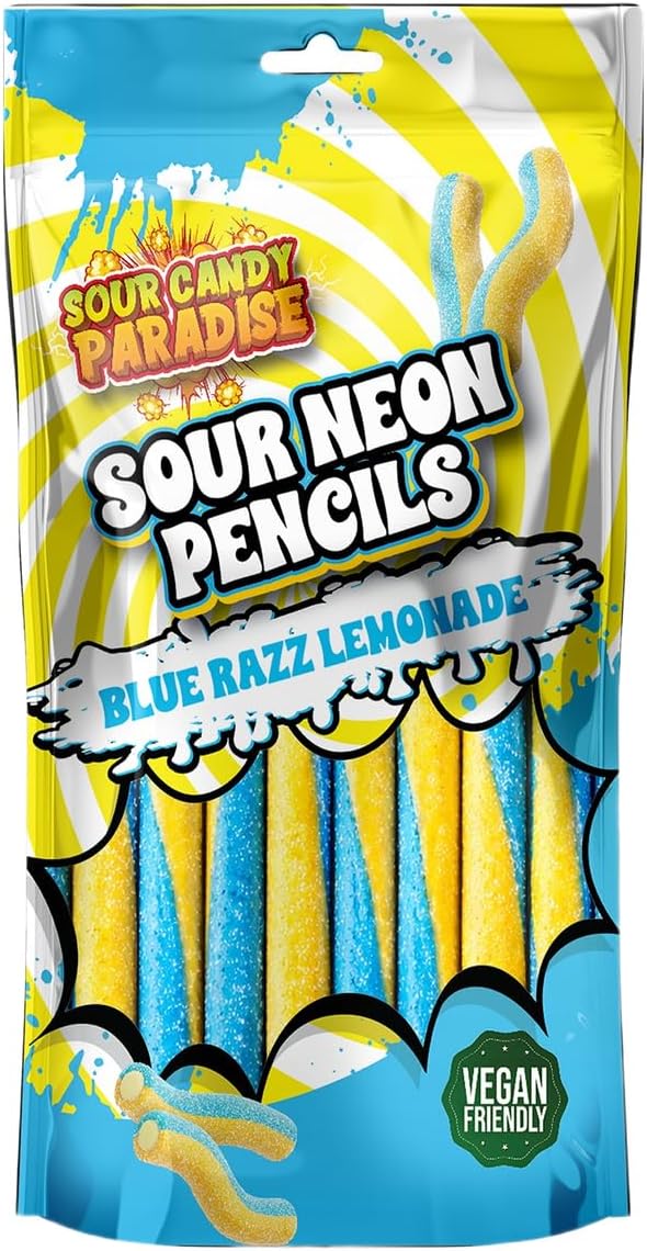 Candy Paradise Sour Neon Pencils Blue Razz Lemonade 130g