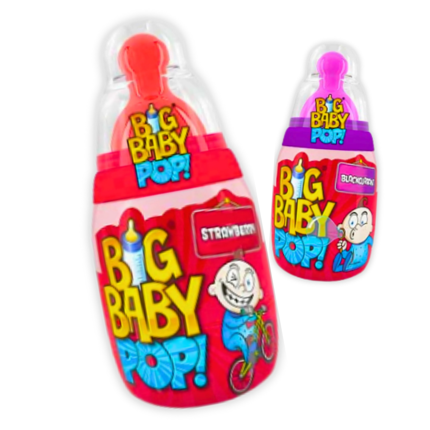 Bazooka Big Baby Pop Strawberry / Blackcurrant 32g 美國知名大奶咀糖 (士多啤梨/黑加侖子味)