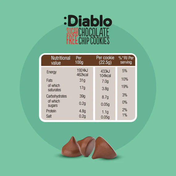Diablo Sugar Free Chocolate Chips Cookies 130g 朱古力曲奇(無糖)