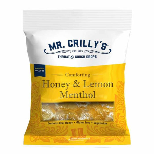 Mr Crilly's Honey & Lemon Menthol Throat & Cough Drops 90g 蜂蜜檸檬喉糖