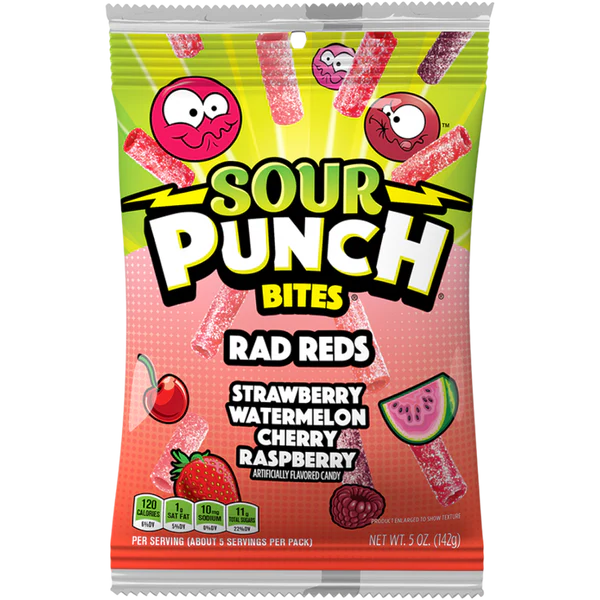 Sour Punch Bites Rad Reds 141g 酸味激爽雜錦紅色水果吸管糖