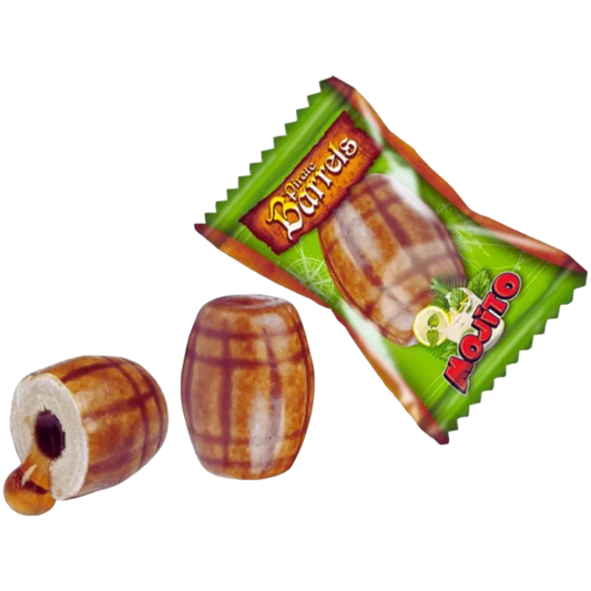 Fini Mojito Pirate Barrels Bubblegum 1pc 薄荷青檸木桶形狀流心吹波糖