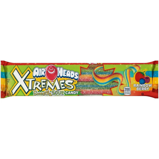 Airheads Xtreme Rainbow Berry Belts 85g 美國知名甜酸彩虹雜錦莓果皮帶糖