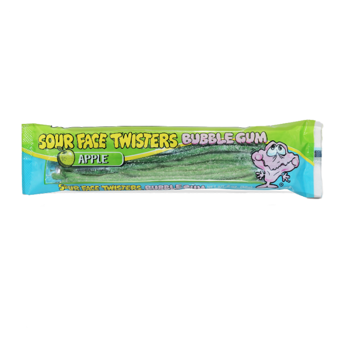 Sour Face Twisters Apple Bubblegum Straws 57g 酸到面容扭曲蘋果吹波糖