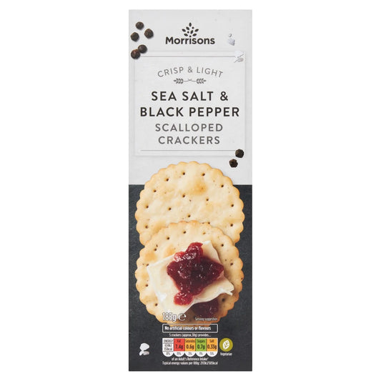 Morrisons Scalloped Cracked Black Pepper Crackers 185g