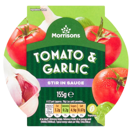 Morrisons Tomato & Garlic Stir in Sauce 155g 蕃茄香蒜意粉醬(無需加熱)