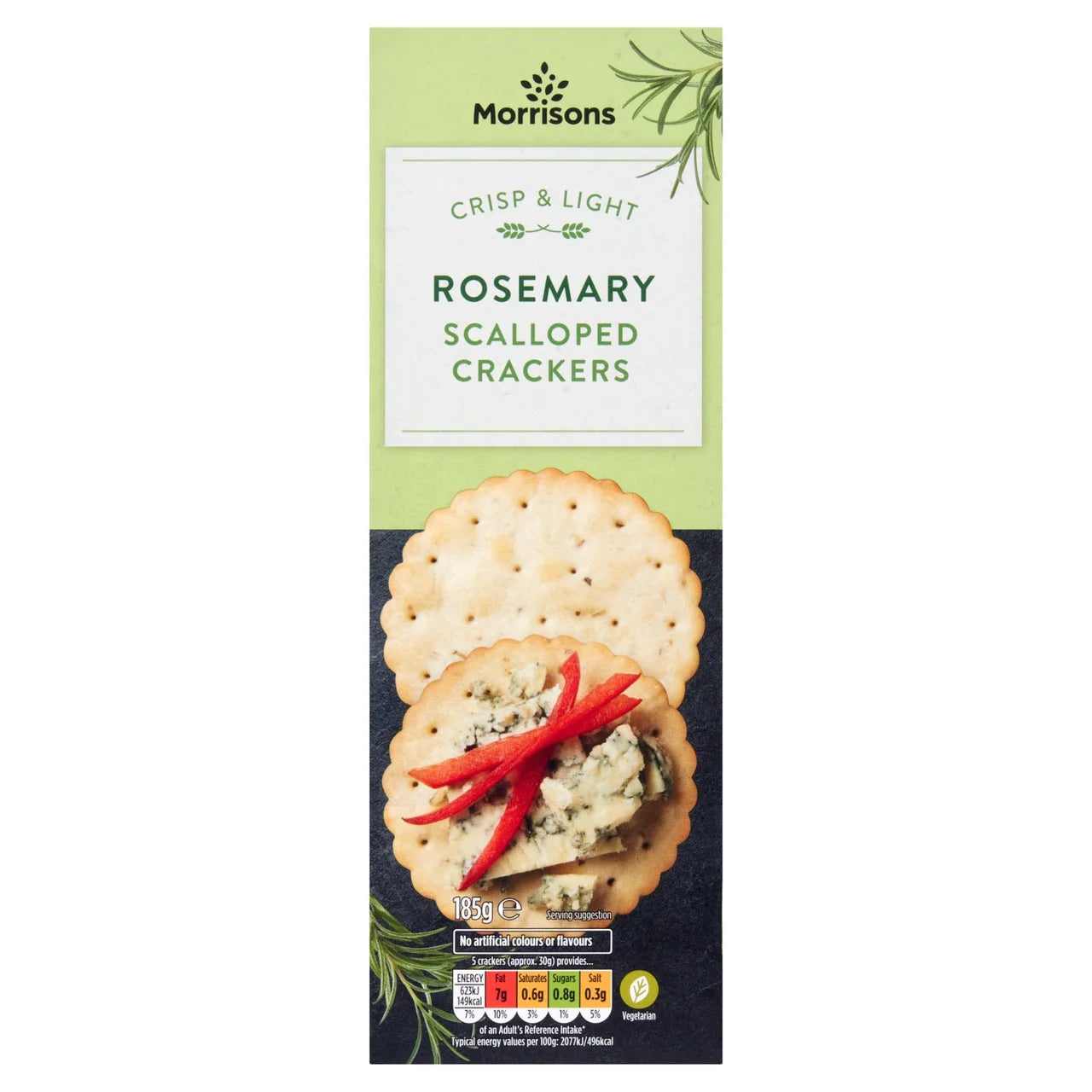 Morrisons Scalloped Rosemary Crackers 185g 迷迭香克力架