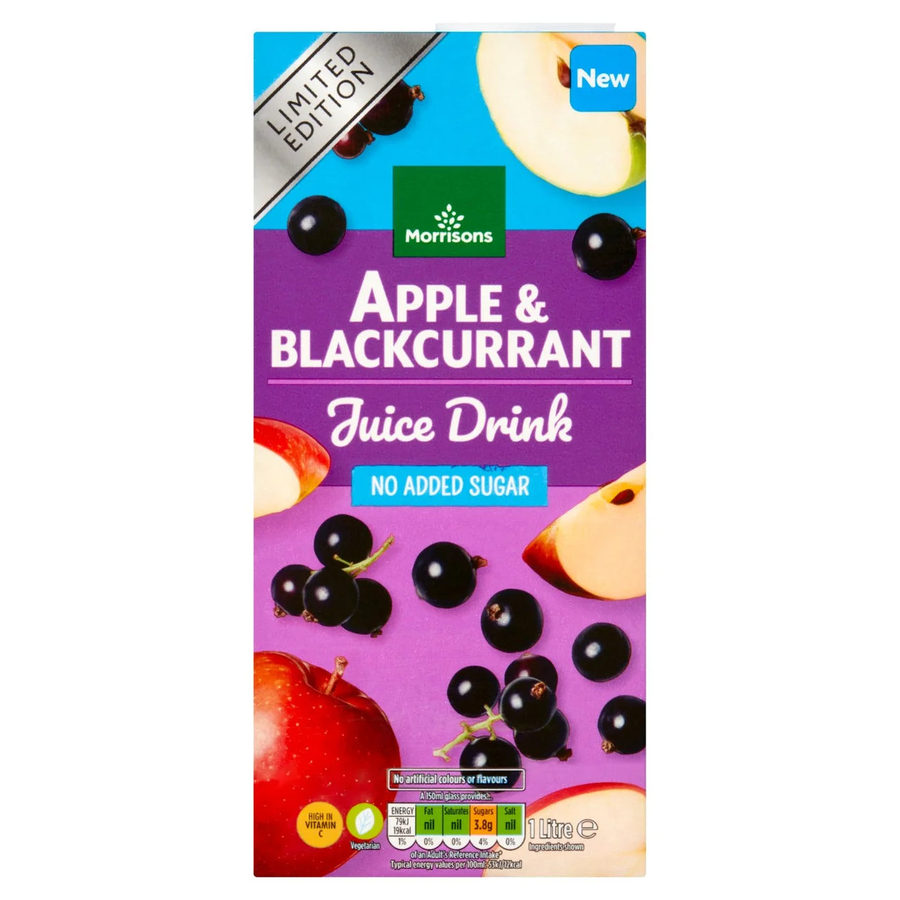Morrisons Apple & Blackcurrant Juice Drink 1L 蘋果&黑加侖子果汁(無添加糖)