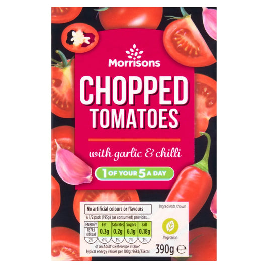 Morrisons Chopped Tomatoes With Garlic & Chilli 390g 香蒜辣椒去皮番茄粒