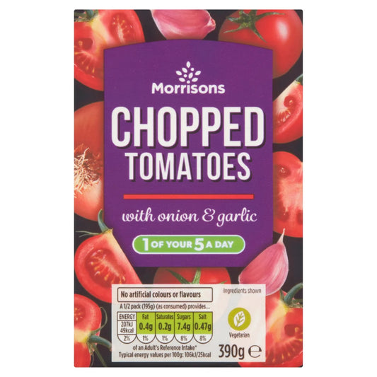 Morrisons Chopped Tomatoes with Garlic & Onion 390g 香蒜洋蔥去皮番茄粒