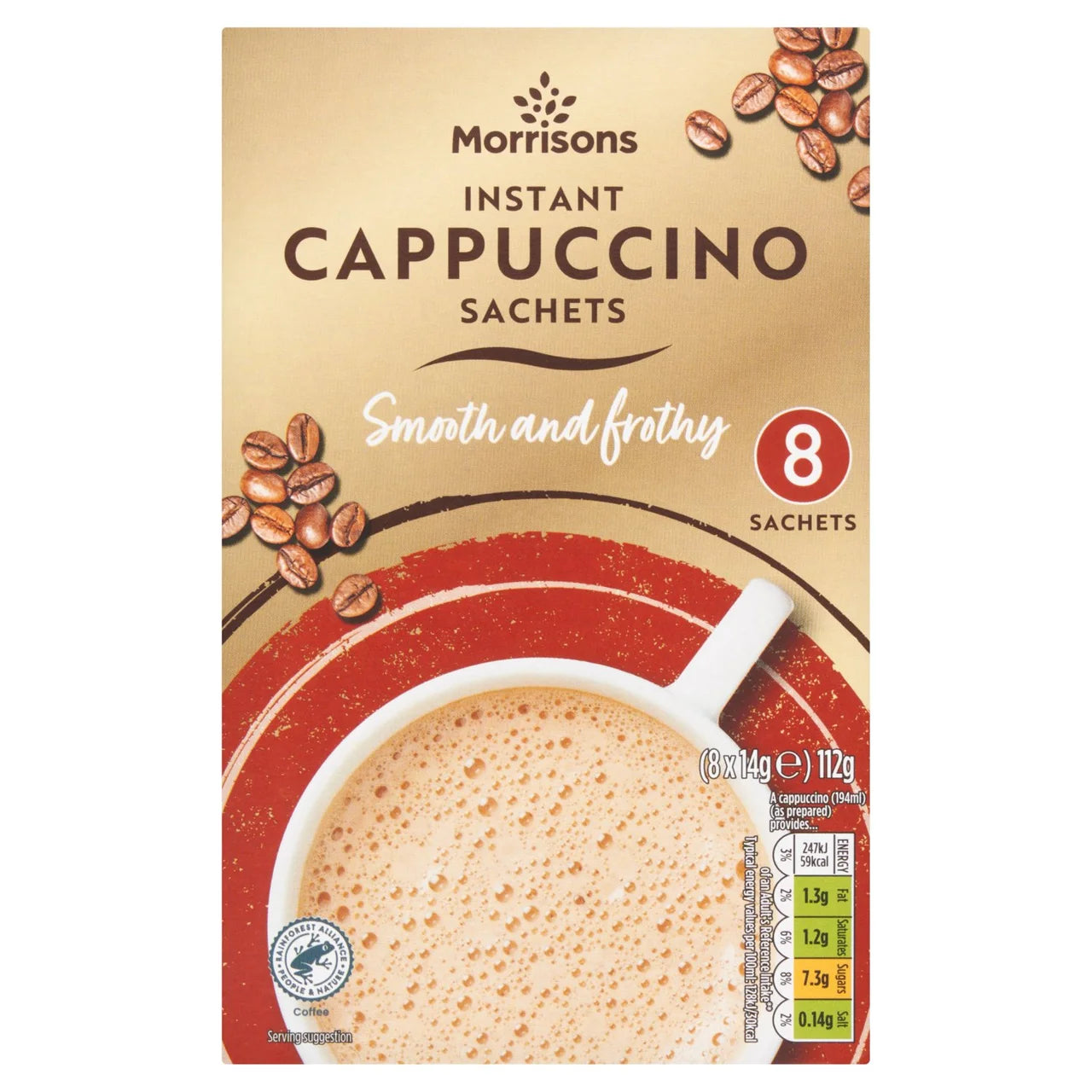 Morrisons Classic Instant Cappucino Sachets 8 X 14g 即沖泡沫咖啡(8包裝)