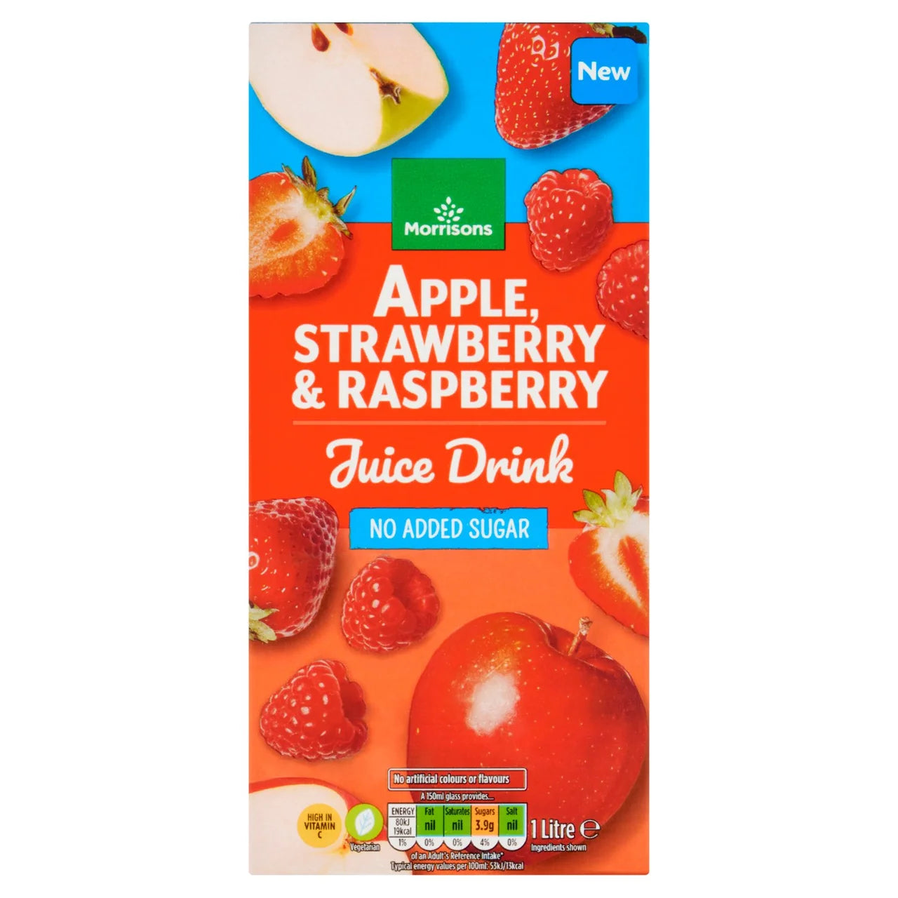 Morrisons Apple, Raspberry & Strawberry Juice Drink 1L 蘋果，紅莓&士多啤梨果汁(無添加糖)