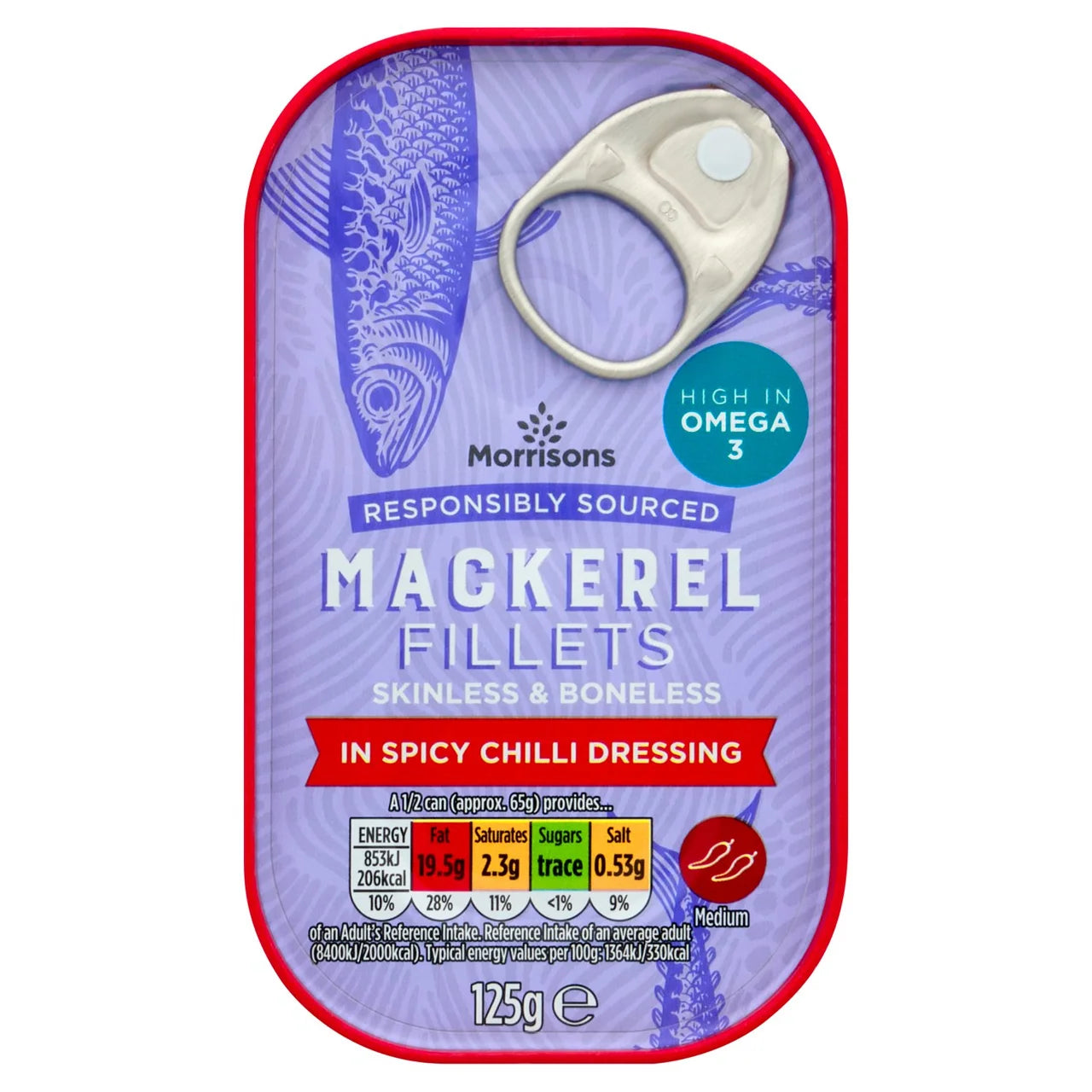 Morrisons Mackerel Fillets In Spicy Chilli Dressing 125g 辣汁浸鯖魚