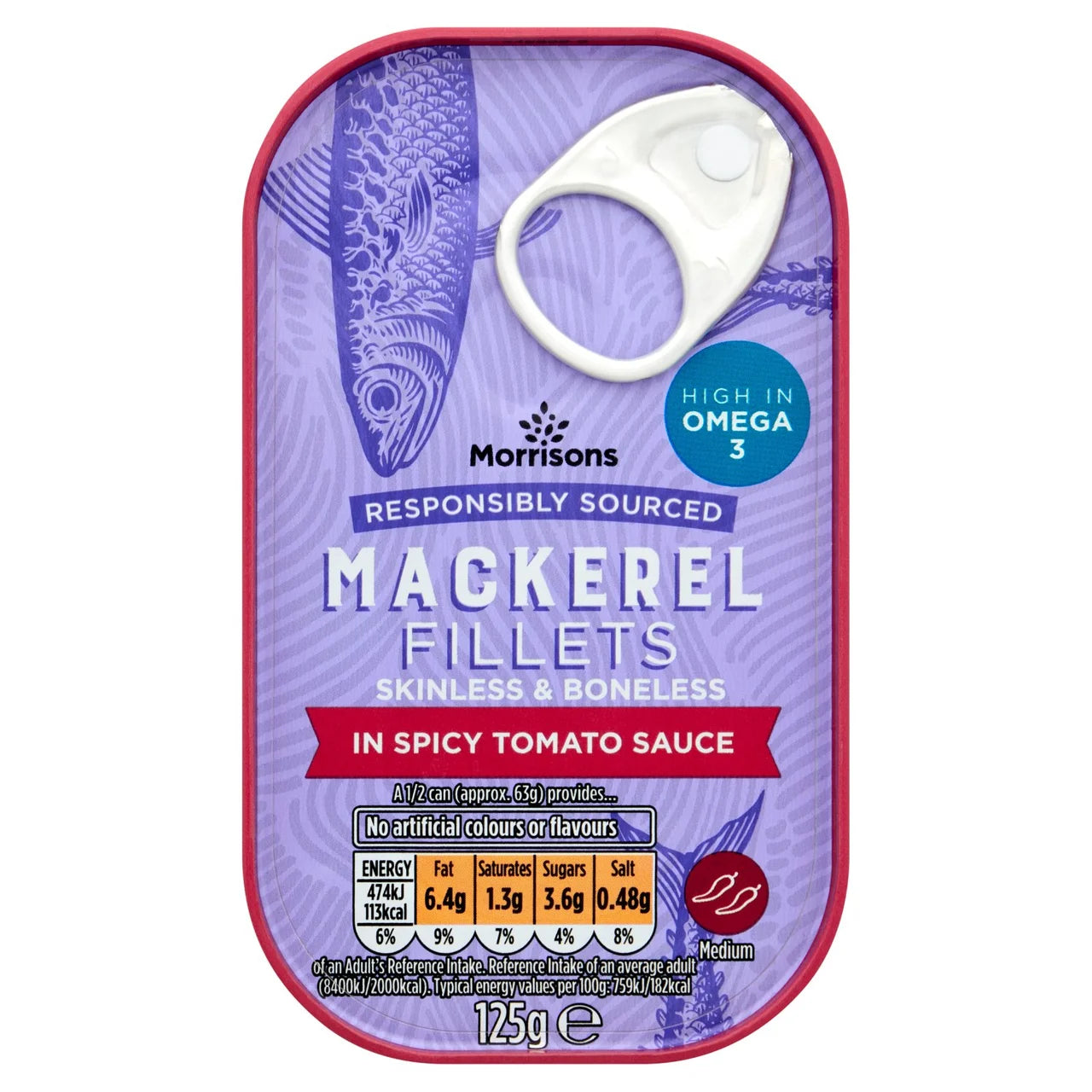 Morrisons Mackerel Fillets In Spicy Tomato Sauce 125g 香辣番茄汁浸鯖魚