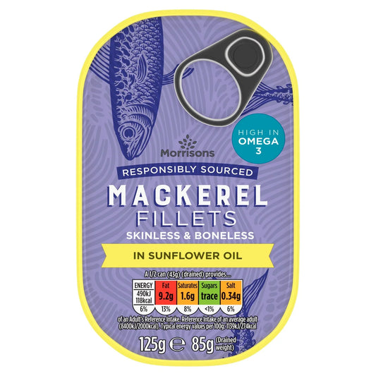 Morrisons Mackerel Fillets in Sunflower Oil 125g