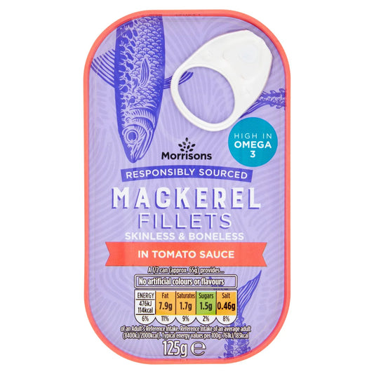 Morrisons Mackerel Fillets in Tomato Sauce 125g