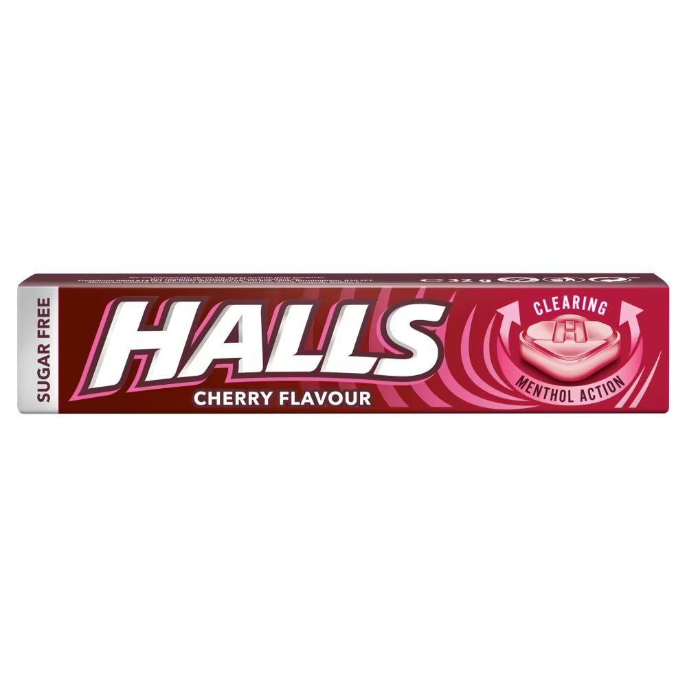 Halls Sugar Free Cherry Menthol Action Sweets 32g 荷氏車厘子薄荷喉糖