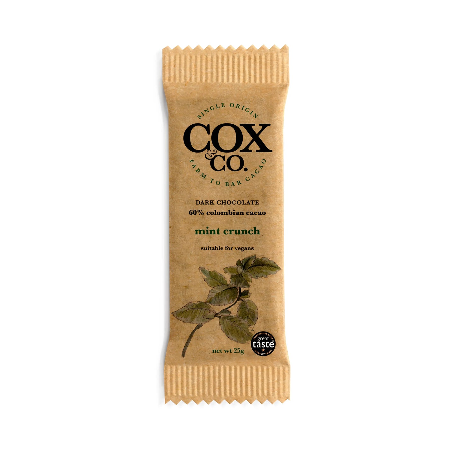Cox & Co. 60% Single Origin Columbian Dark Chocolate Mint Crunch 25g