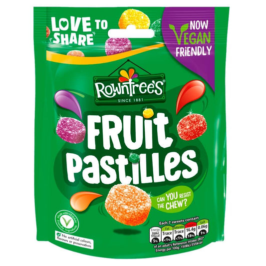 Rowntree's Fruit Pastilles Vegan Friendly Sweets Sharing Bag 114g