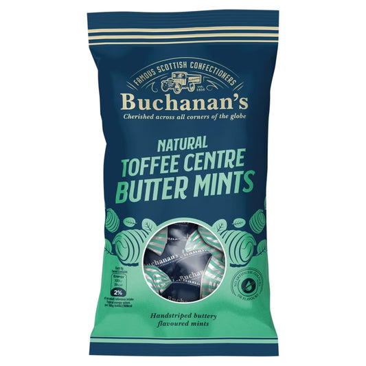Buchanan's Natural Toffee Centre Butter Mints Bags 140g 奶油薄荷拖肥