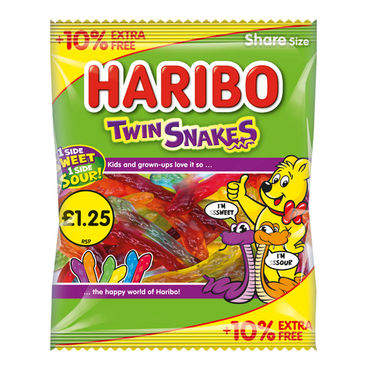 Haribo Twin Snakes 154g 哈瑞寶雜錦酸甜雙頭蛇軟糖