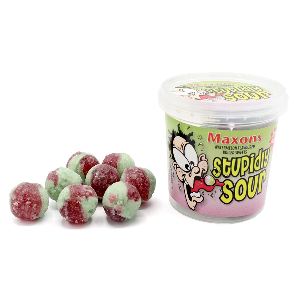 Maxon's Stupidly Sour Watermelon Sweets Tub 75g 英國知名酸到痴線西瓜味糖