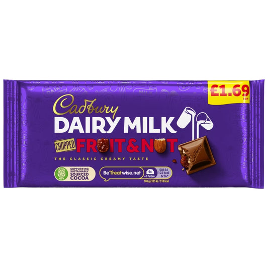 Cadbury Dairy Milk Chopped Fruit and Nut Chocolate Bar 95g (UK)