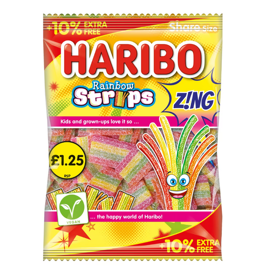 Haribo Rainbow Strips Z!NG 143g 哈瑞寶手撕彩虹軟糖