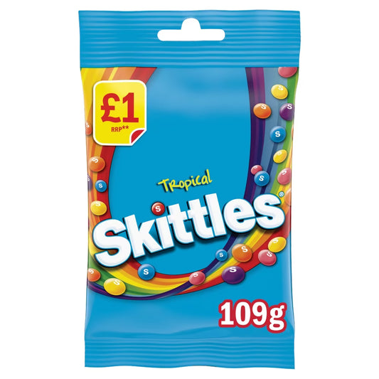 Skittles Chewy Sweets Tropical Flavoured Bag 109g 熱帶水果味彩虹糖