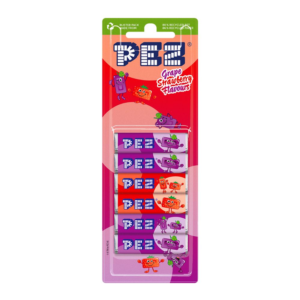 Pez Refill Pack Grape and Strawberry 6 Pack 51g