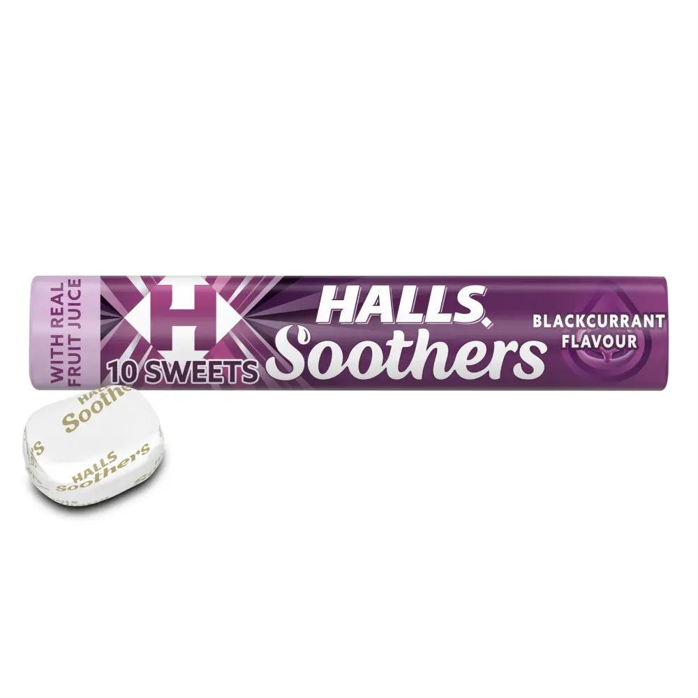 Halls Soothers Blackcurrant Lozenge Roll 45g 荷氏流心黑加侖子味喉糖