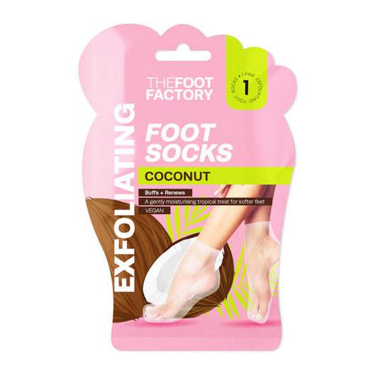 The Foot Factory Exfoliating Foot Socks Coconut 1 Pair