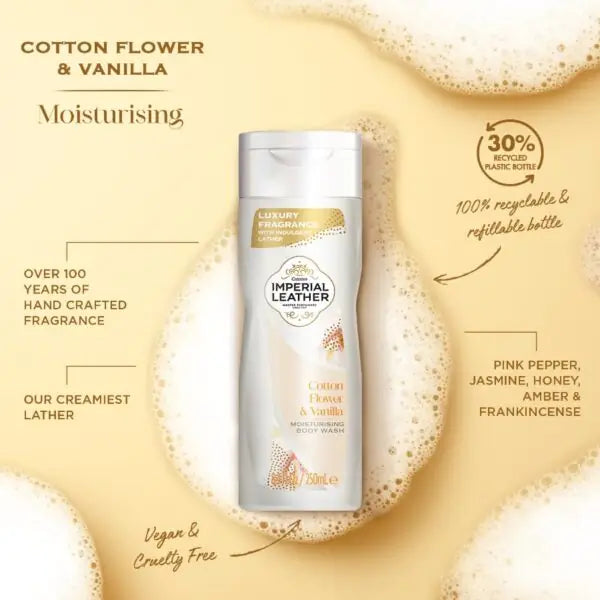 Imperial Leather Cotton Flower & Vanilla Moisturising Body Wash 250ml