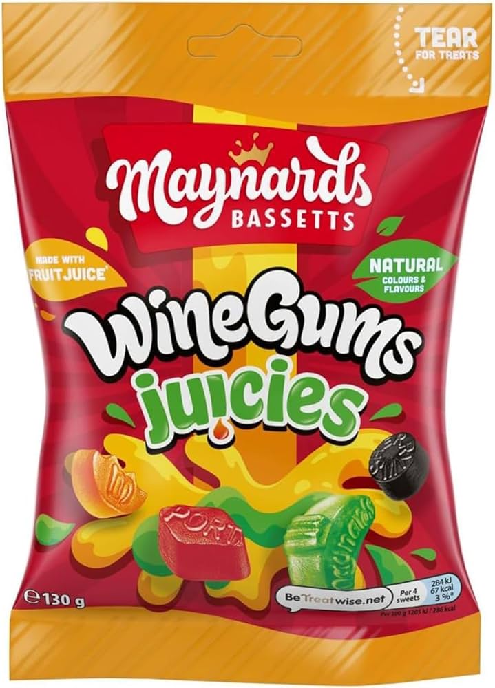 Maynards Bassetts Wine Gums Juicies Sweets Bag 130G
