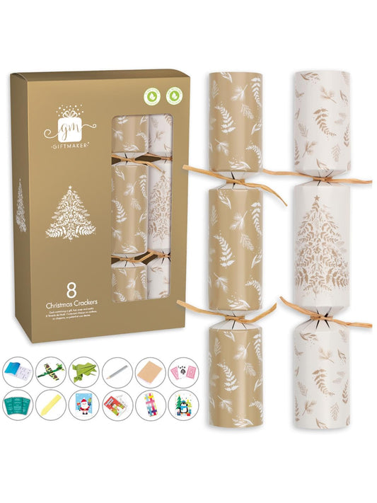 Gift Maker Cream & Gold Luxury Christmas Crackers 8pc 奶油色&金色豪華聖誕拉炮(8件裝)