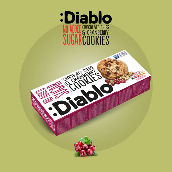 Diablo No Added Sugar Chocolate Chip & Cranberry Biscuits 135g 碎朱古力粒&蔓越莓餅乾(無糖)