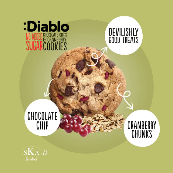 Diablo No Added Sugar Chocolate Chip & Cranberry Biscuits 135g 碎朱古力粒&蔓越莓餅乾(無糖)
